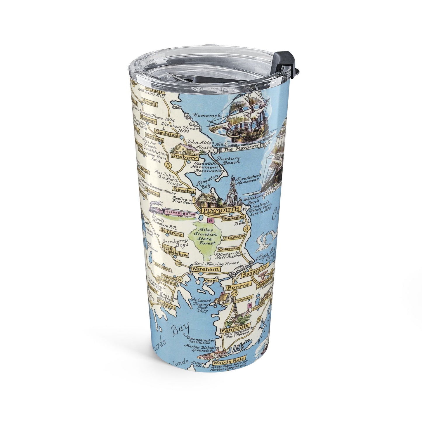 Cape Cod Massachusetts Vintage Map 20oz Insulated Tumbler
