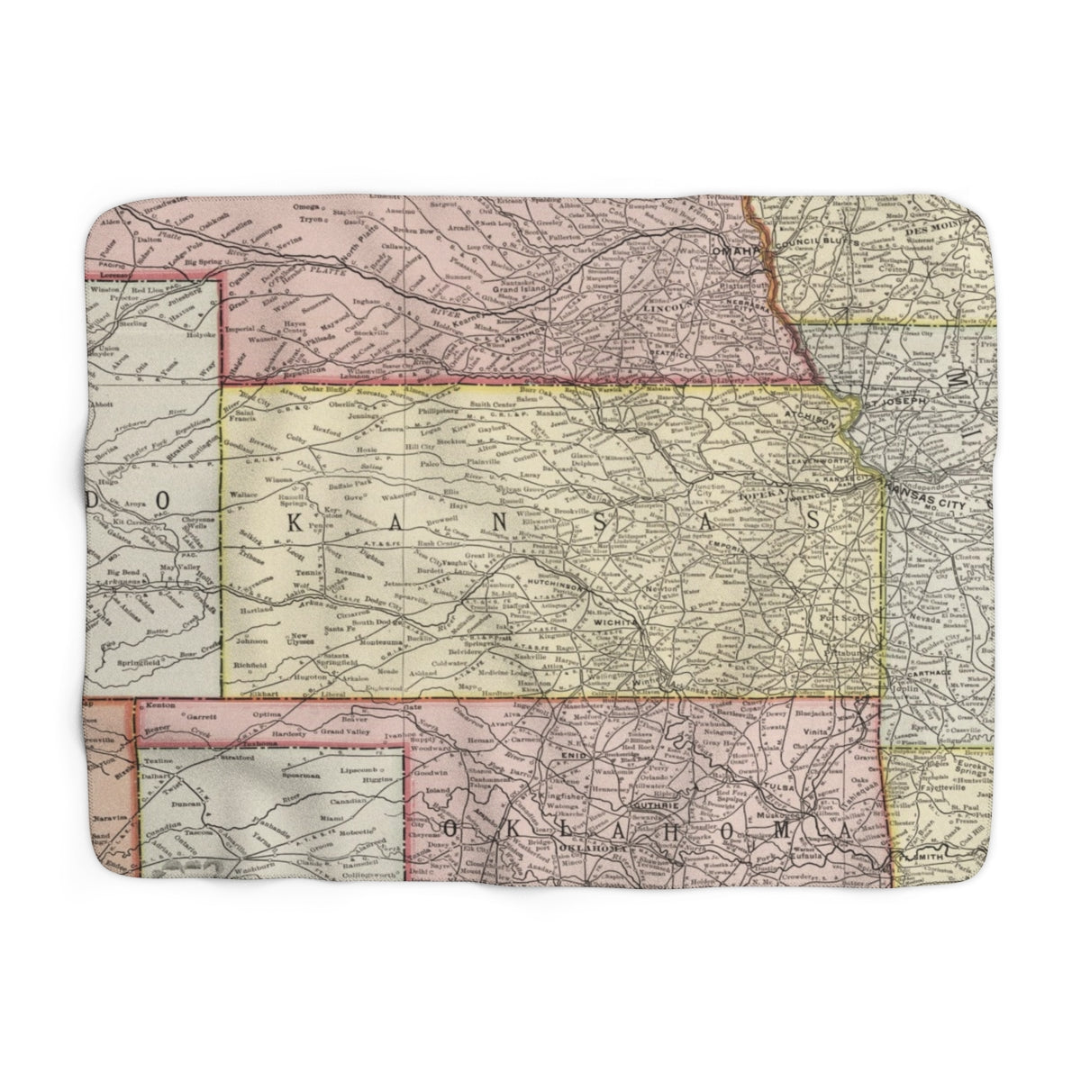 Kansas Map Sherpa Fleece Blanket | Cozy Travel Throw