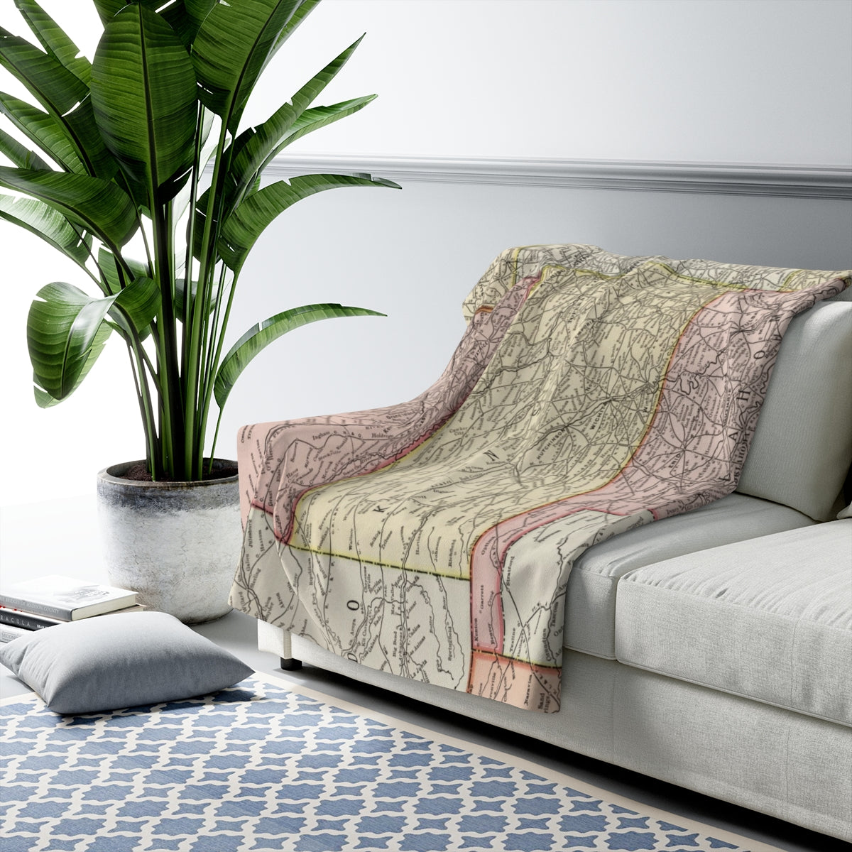 Kansas Map Sherpa Fleece Blanket | Cozy Travel Throw