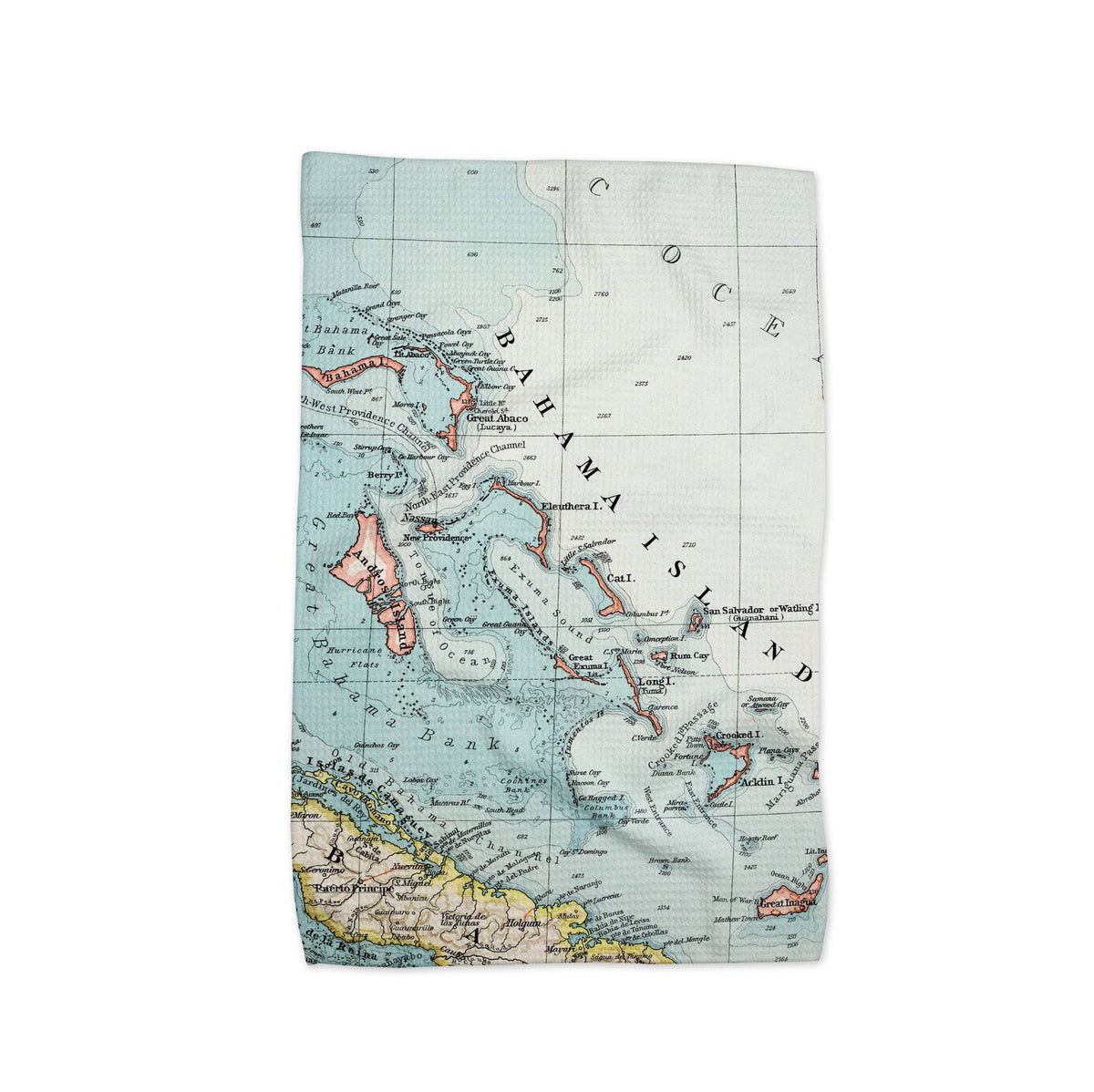 Bahamas map tea towel