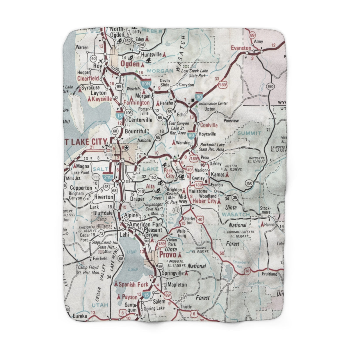 Park City, Utah Map Sherpa Fleece Blanket | Cozy Travel Throw