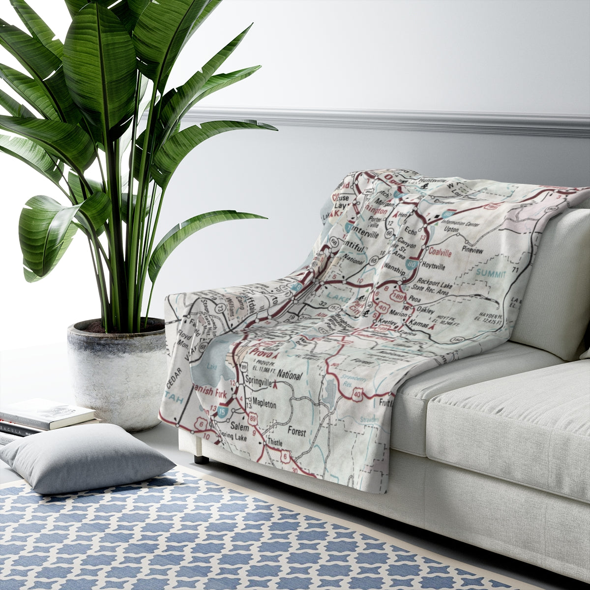 Park City, Utah Map Sherpa Fleece Blanket | Cozy Travel Throw