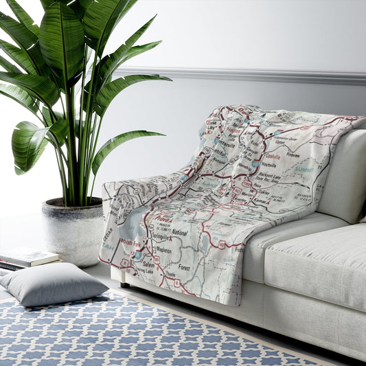 Park City, Utah Map Sherpa Fleece Blanket | Cozy Travel Throw