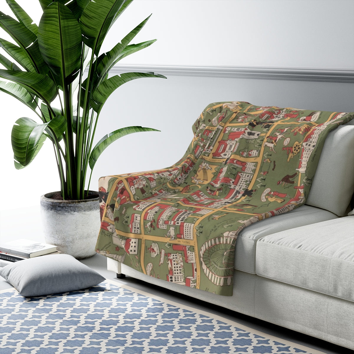 University of Chicago Map Sherpa Fleece Blanket | Cozy Travel Throw