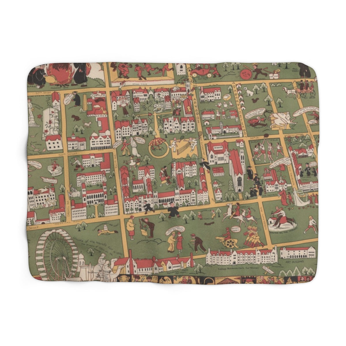 University of Chicago Map Sherpa Fleece Blanket | Cozy Travel Throw