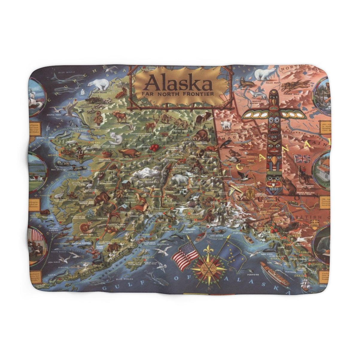Alaska Map Sherpa Fleece Blanket | Cozy Travel Throw
