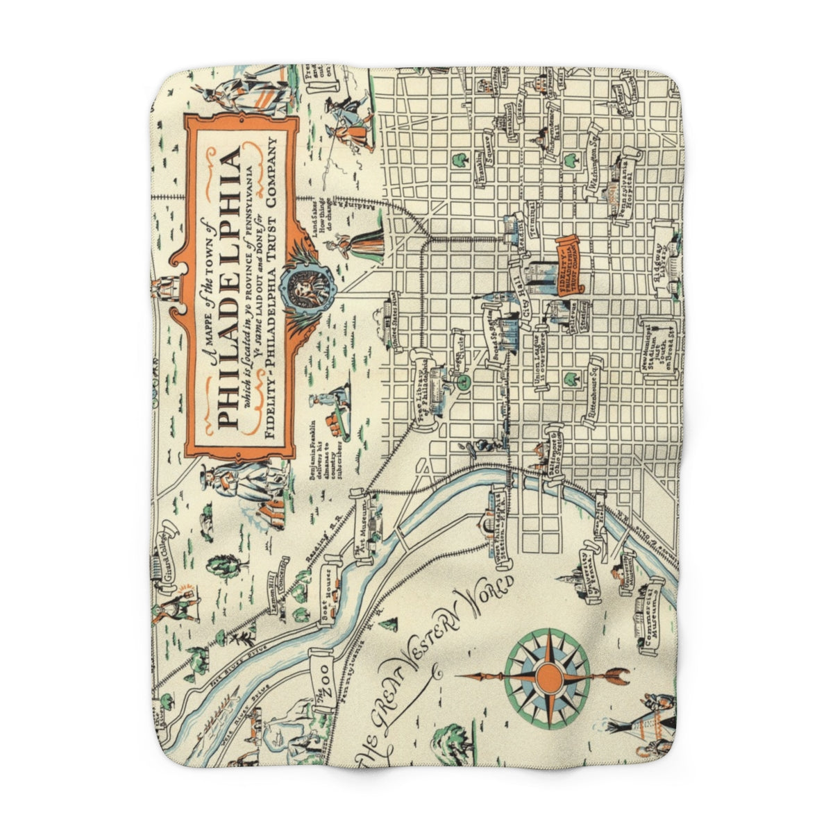Philadelphia, Pennsylvania Map Sherpa Fleece Blanket | Cozy Travel Throw