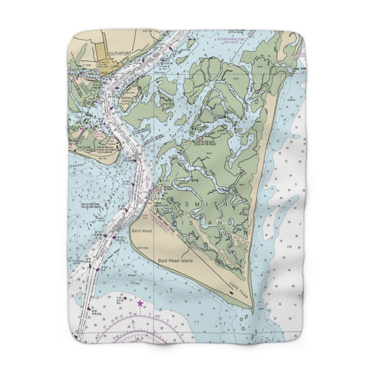Bald Head Island, North Carolina Map Sherpa Fleece Blanket | Cozy Travel Throw