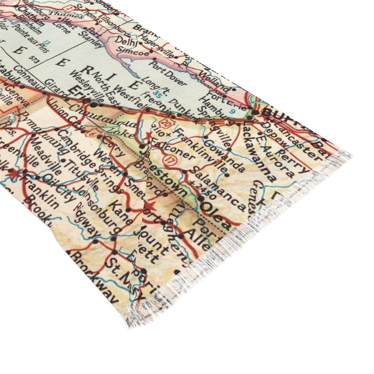 Lake Erie Map Travel Scarf view 3