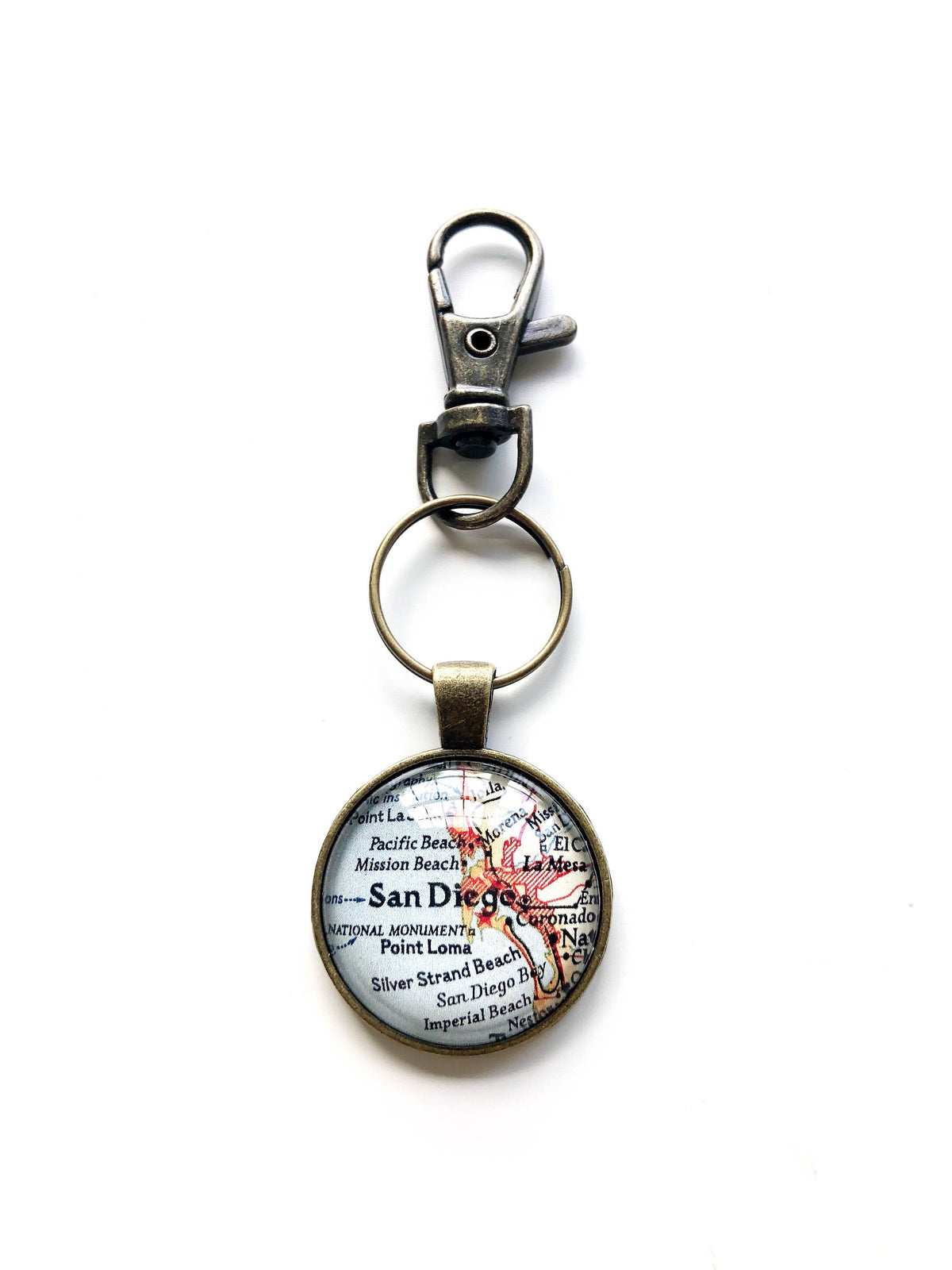 San Diego California vintage map keychain