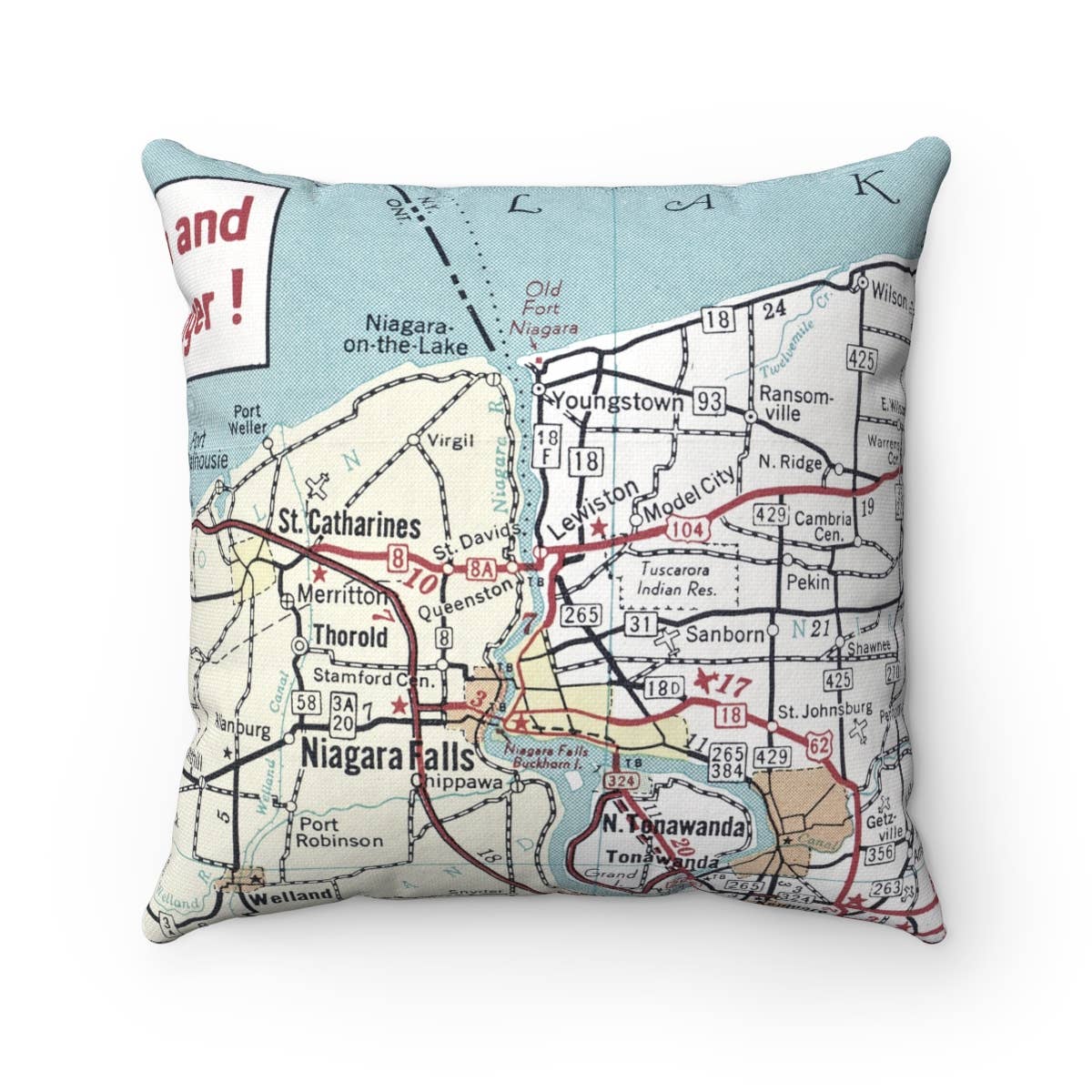 Lewiston New York vintage map throw pillow
