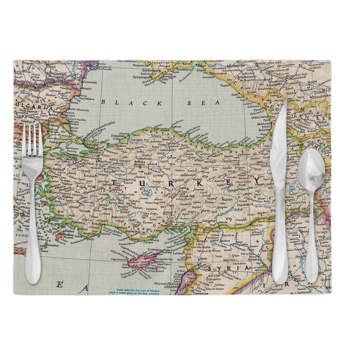 Turkey vintage map placemats set of 4