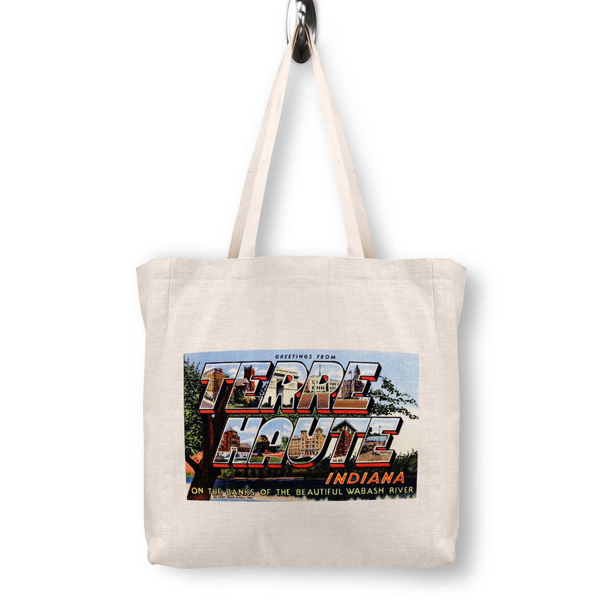 Terre Haute Indiana University Vintage Postcard Canvas Tote Bag