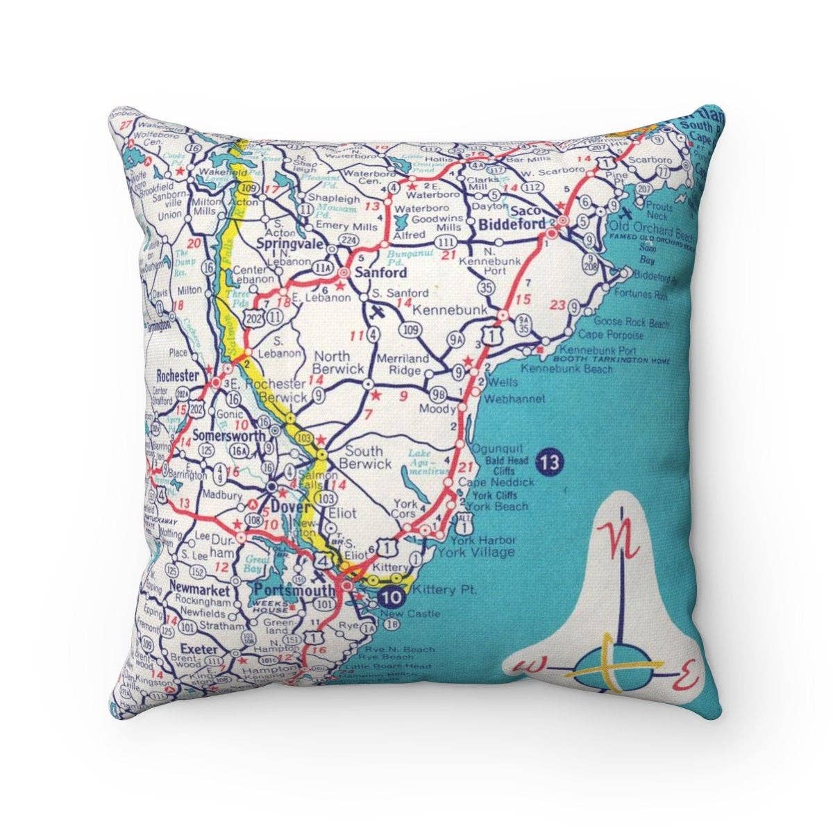 Ogunquit Maine vintage map throw pillow
