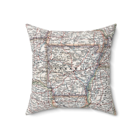 Arkansas Map Pillow | Vintage Arkansas Map Throw Pillow