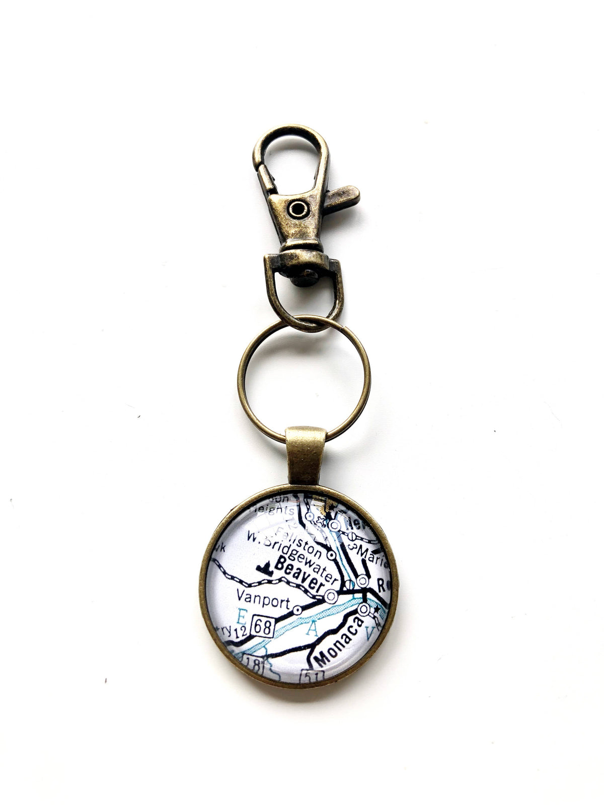 Beaver Pennsylvania vintage map keychain