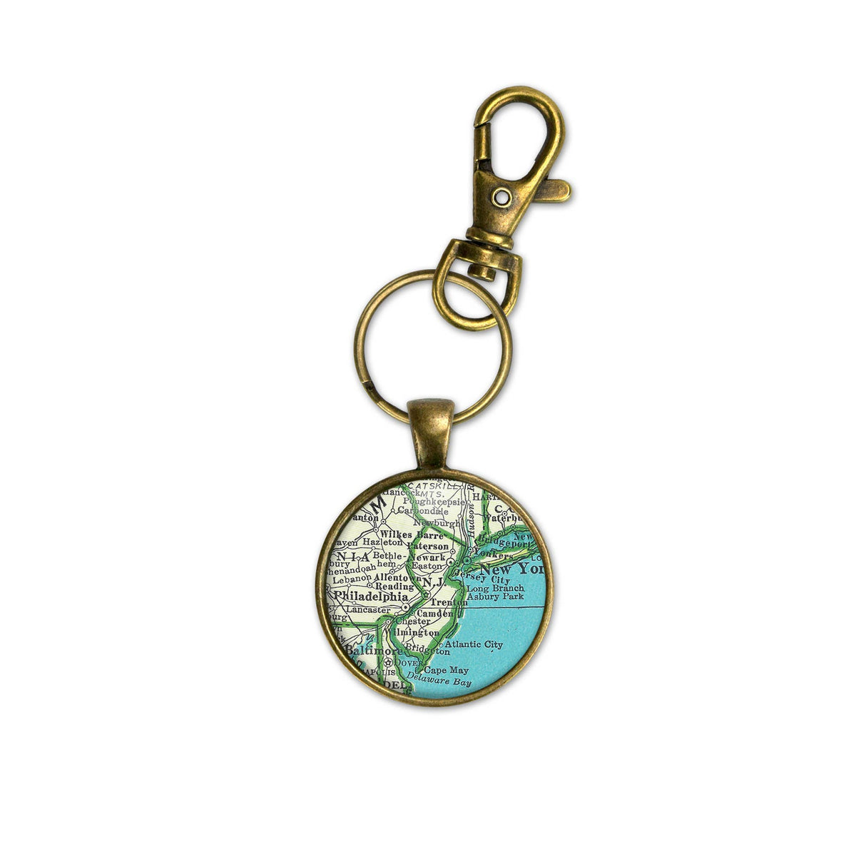New Jersey vintage map keychain
