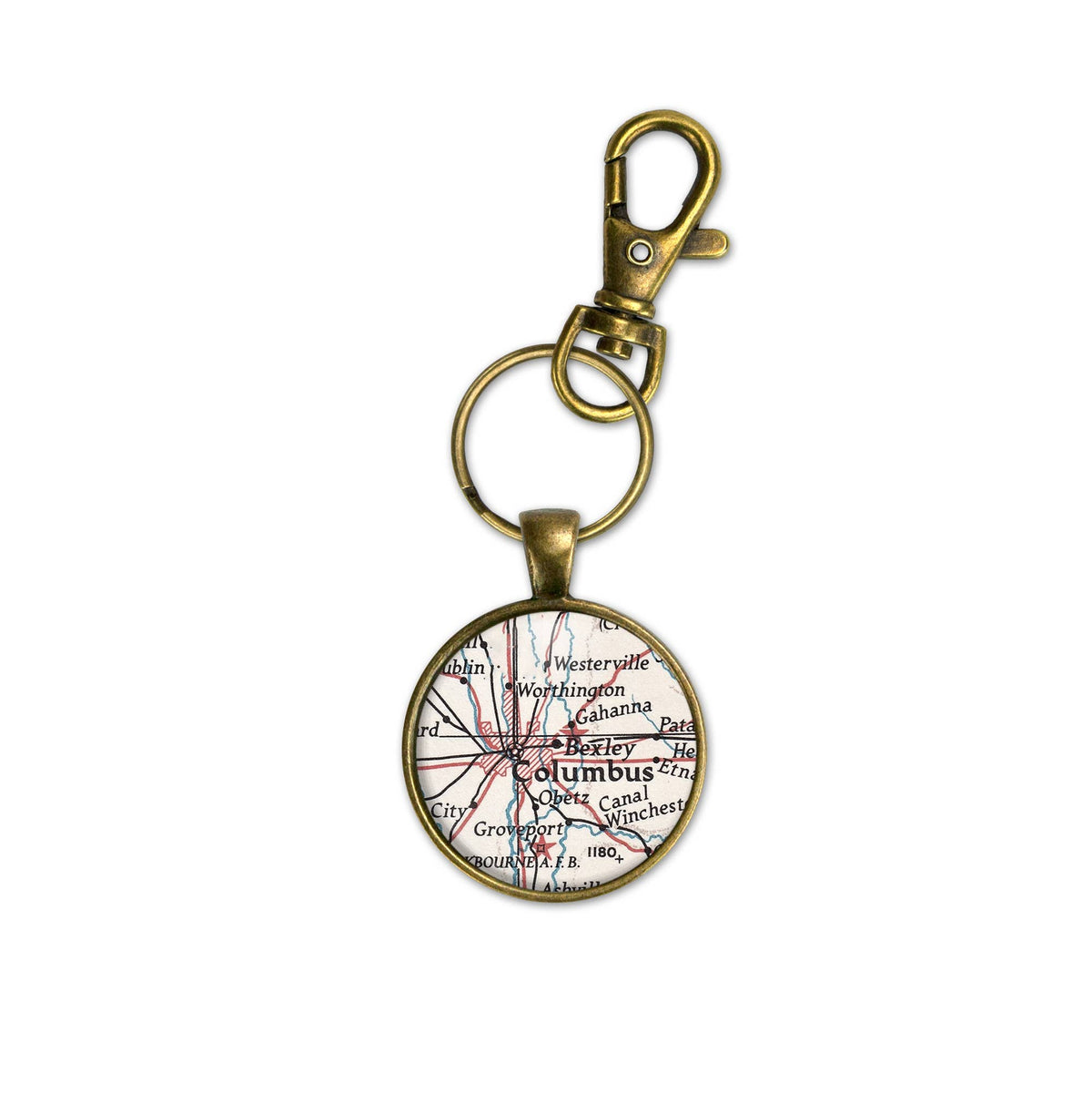 Columbus Ohio vintage map keychain