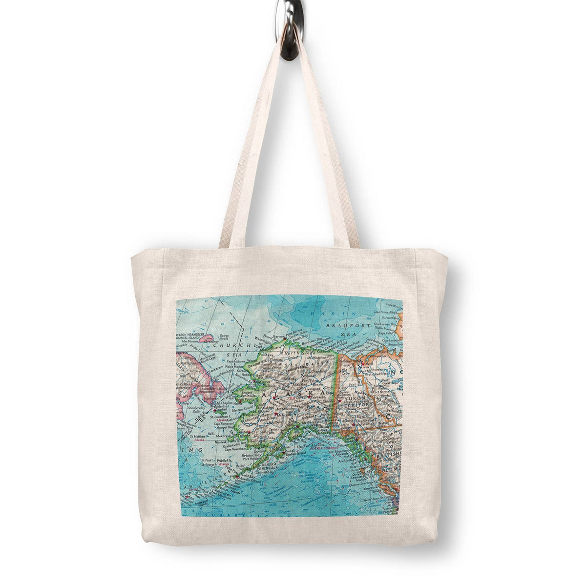 Alaska Vintage Map Canvas Tote Bag