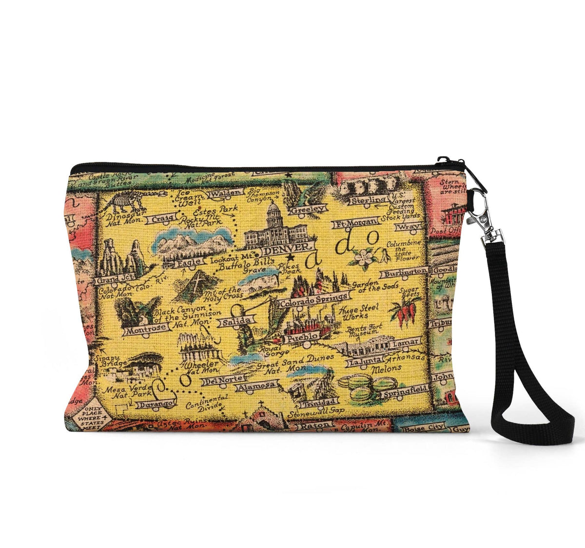 Colorado map wristlet travel pouch