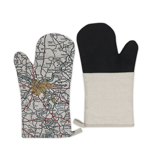 Pittsburgh Pennsylvania vintage map oven mitt
