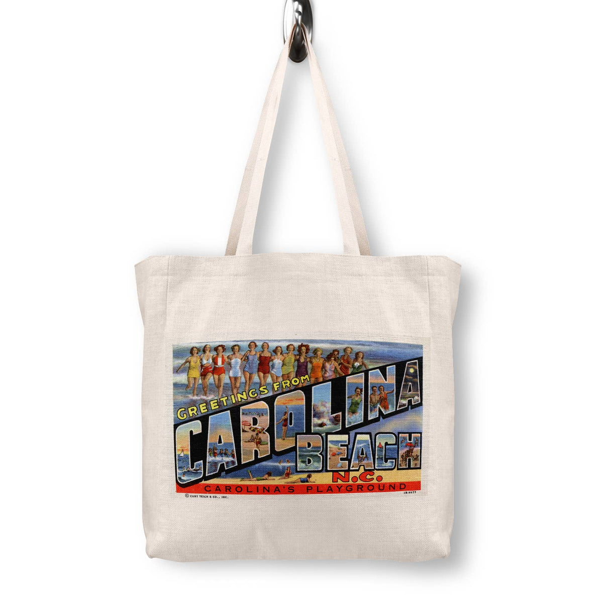 Carolina Beach Vintage Postcard Canvas Tote Bag
