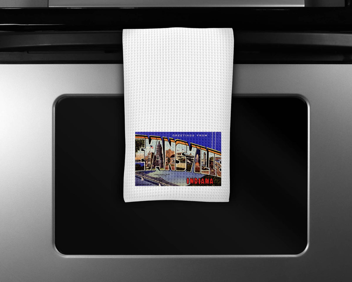 Evansville Indiana map tea towel