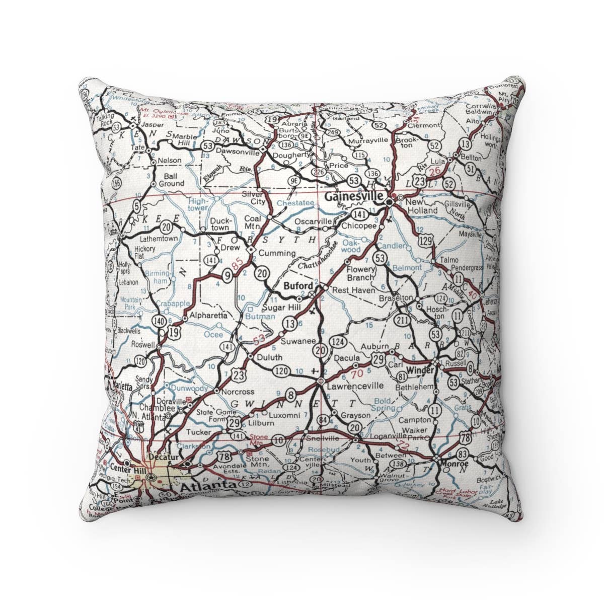Buford Georgia vintage map throw pillow
