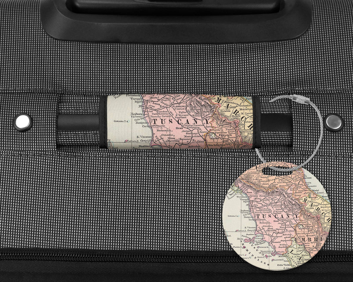 Tuscany Italy Map Luggage Tag and Handle Wrap