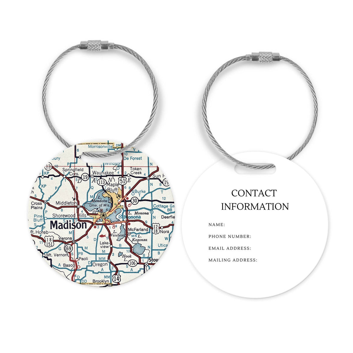 Madison Wisconsin Map Luggage Tag and Handle Wrap view 2