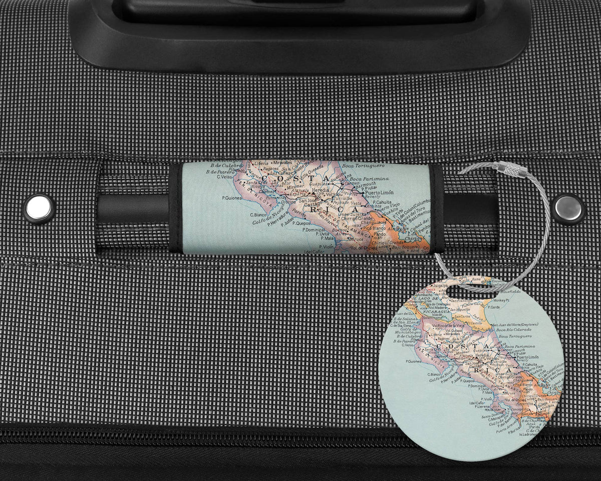 Costa Rica Map Suitcase Spotter Luggage Handle Wrap view 2
