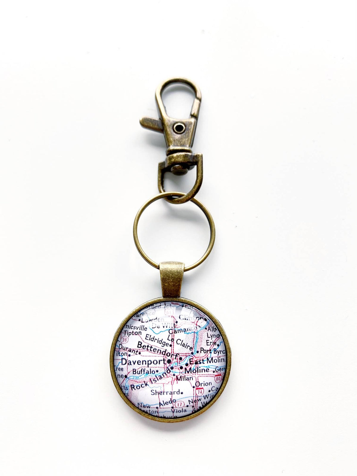Quad Cities vintage map keychain