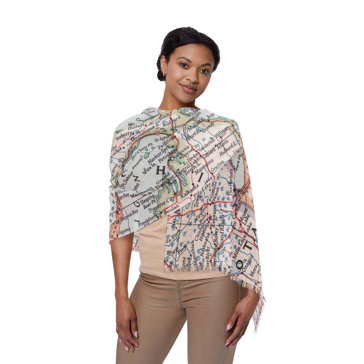 Upper Peninsula Michigan Map Travel Scarf
