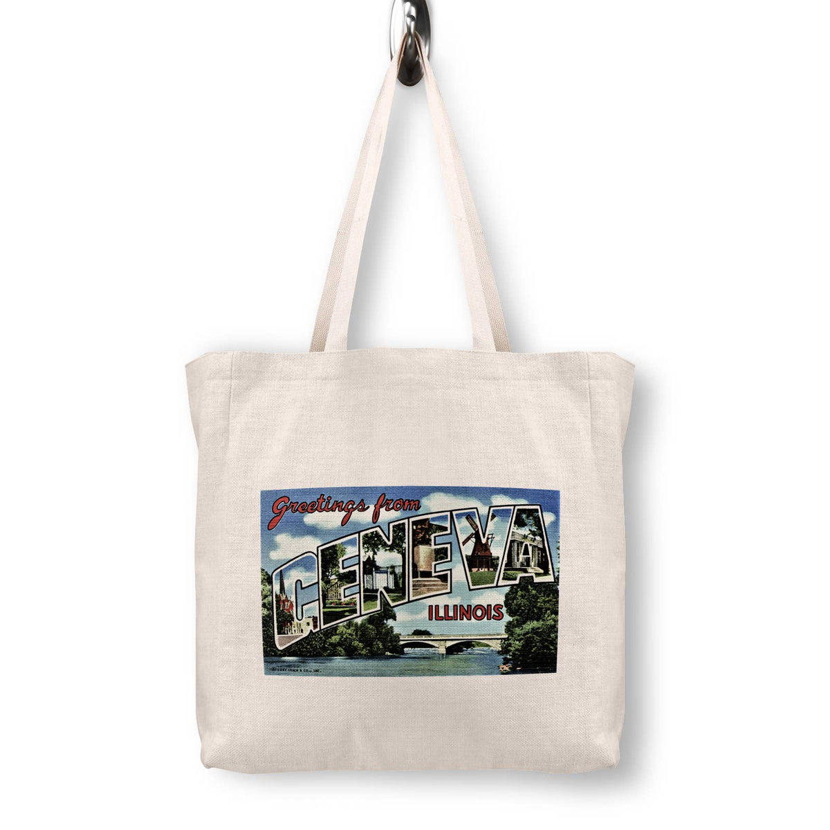 Geneva Illinois Vintage Postcard Canvas Tote Bag