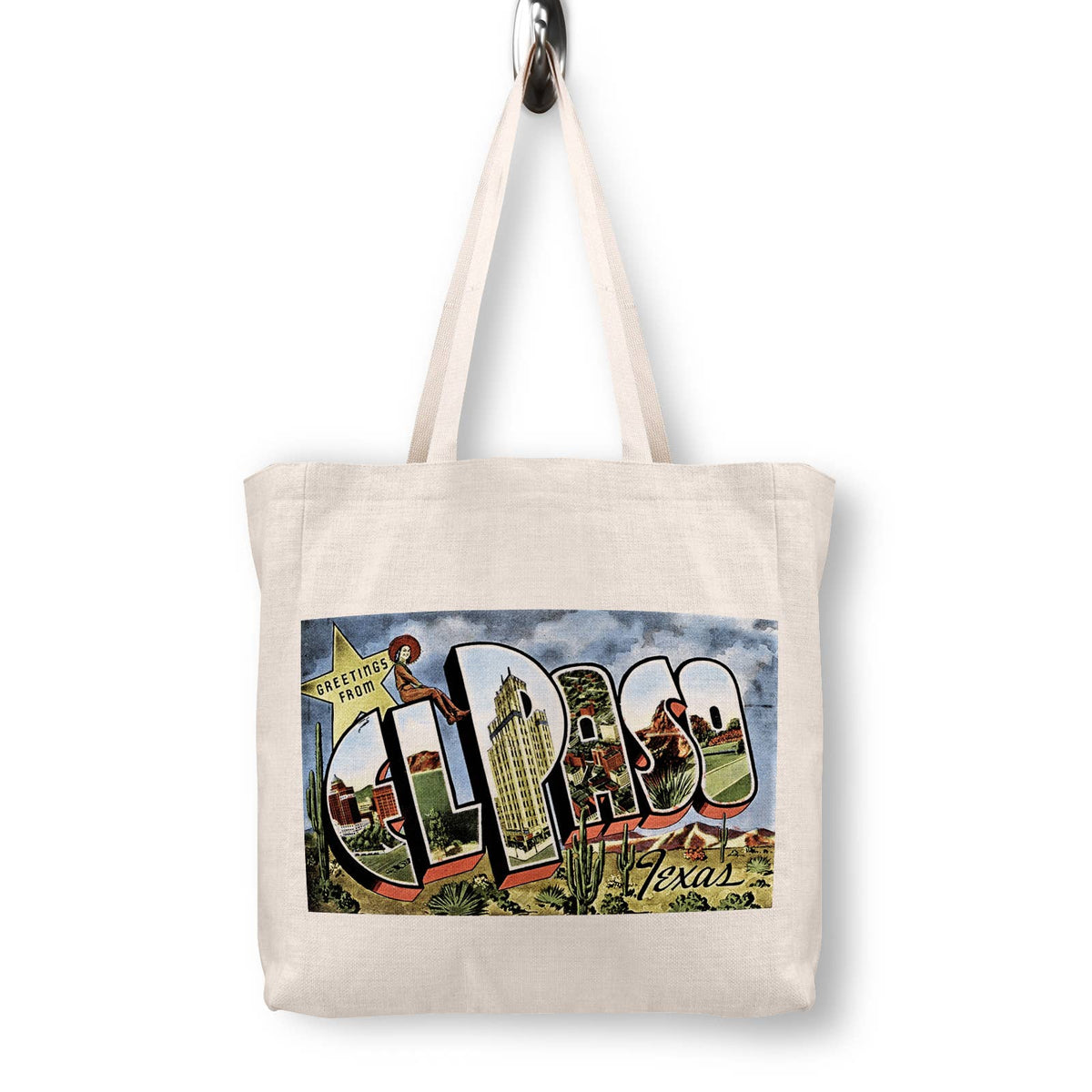 El Paso Texas Vintage Postcard Canvas Tote Bag