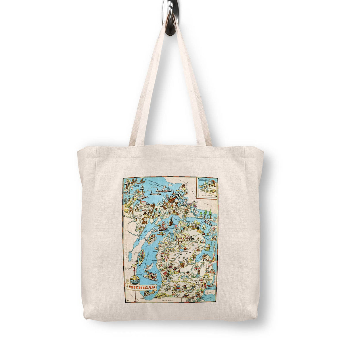 Michigan Vintage Map Canvas Tote Bag
