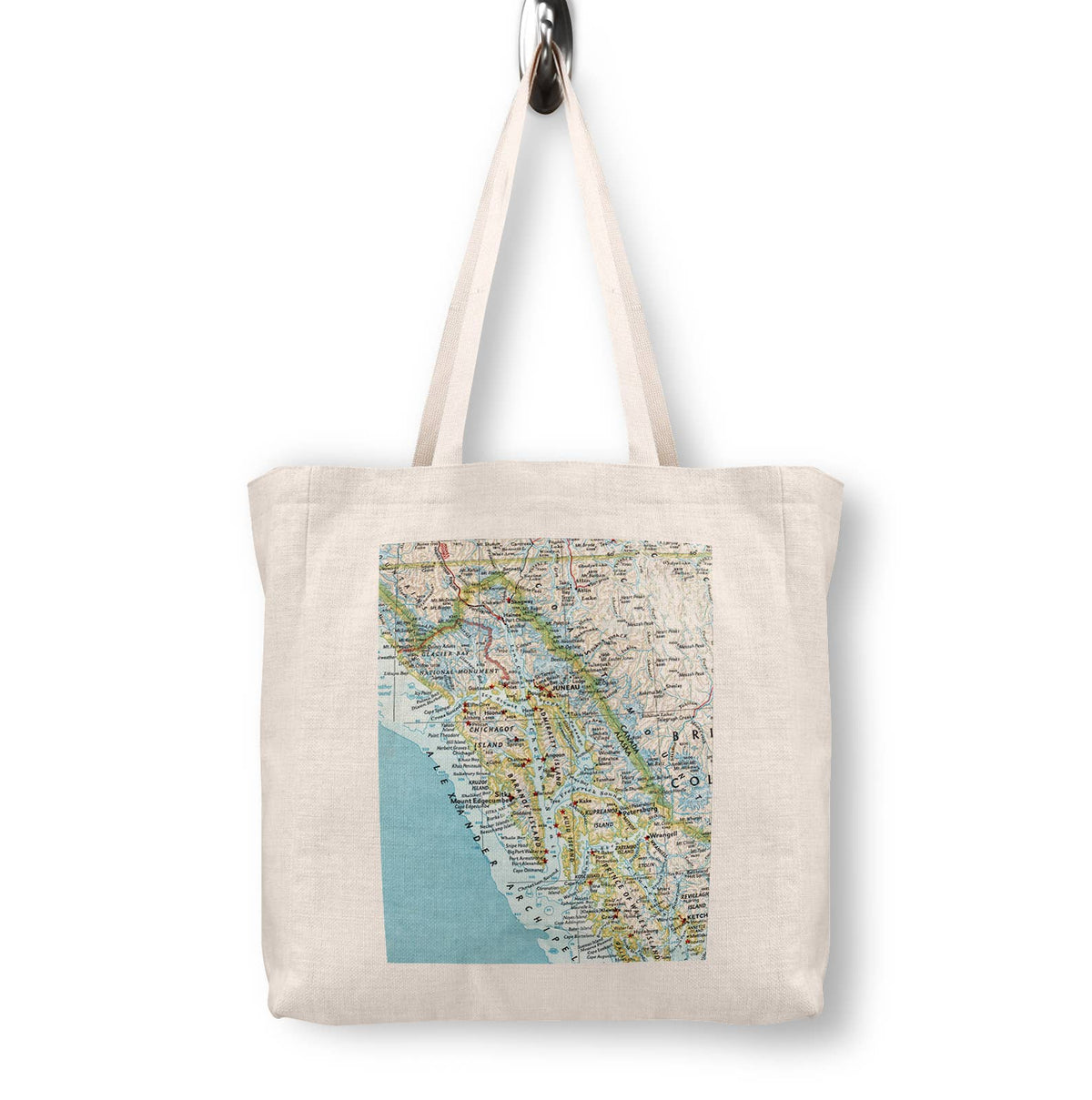 Alaska Inside Passage Cruise Vintage Map Canvas Tote Bag