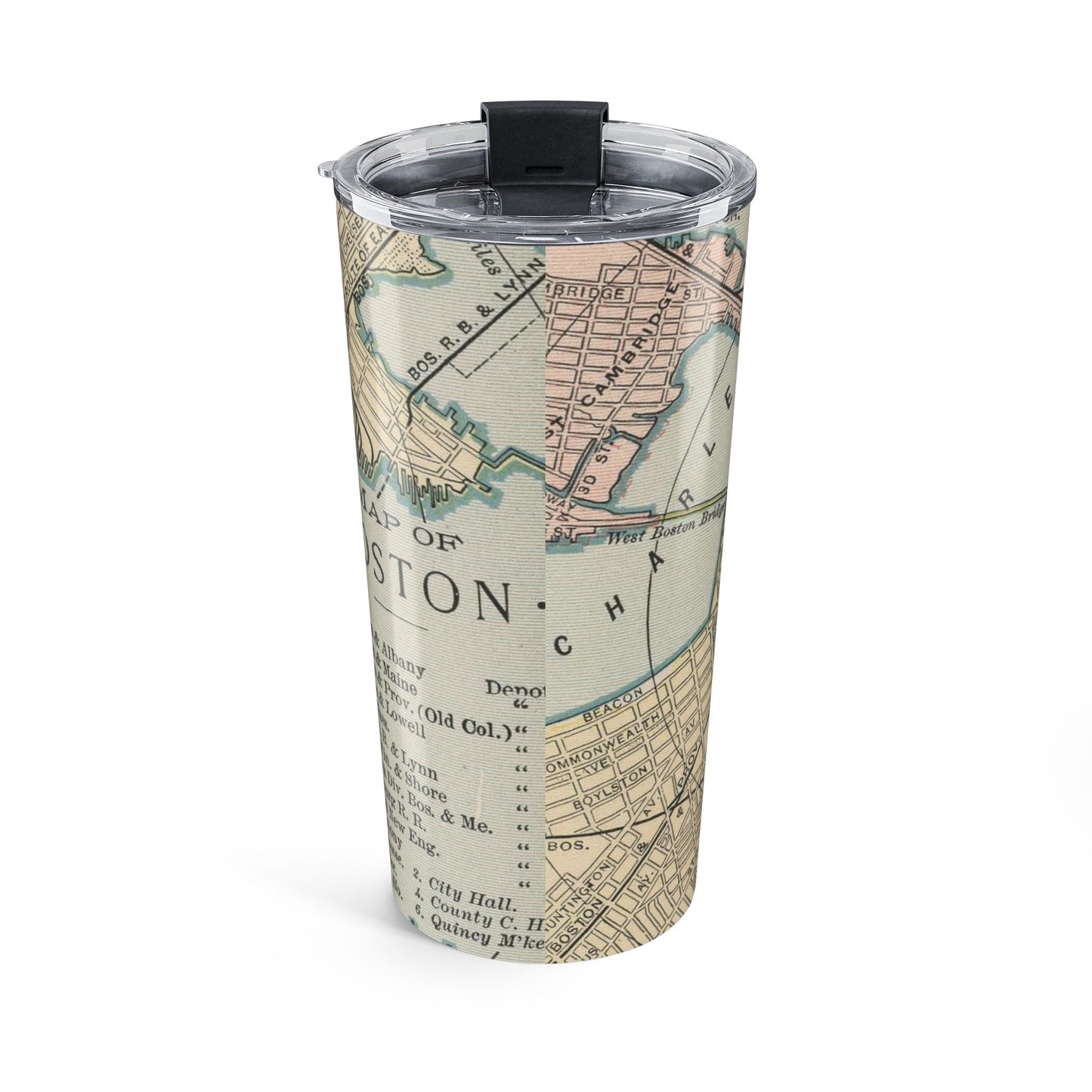 Boston Massachusetts Vintage Map 20oz Insulated Tumbler