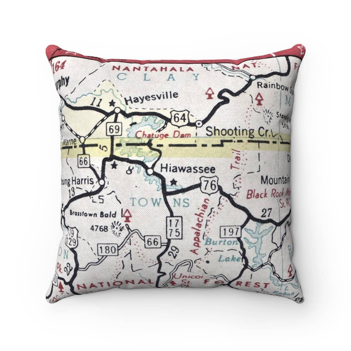Hiawassee Georgia vintage map throw pillow