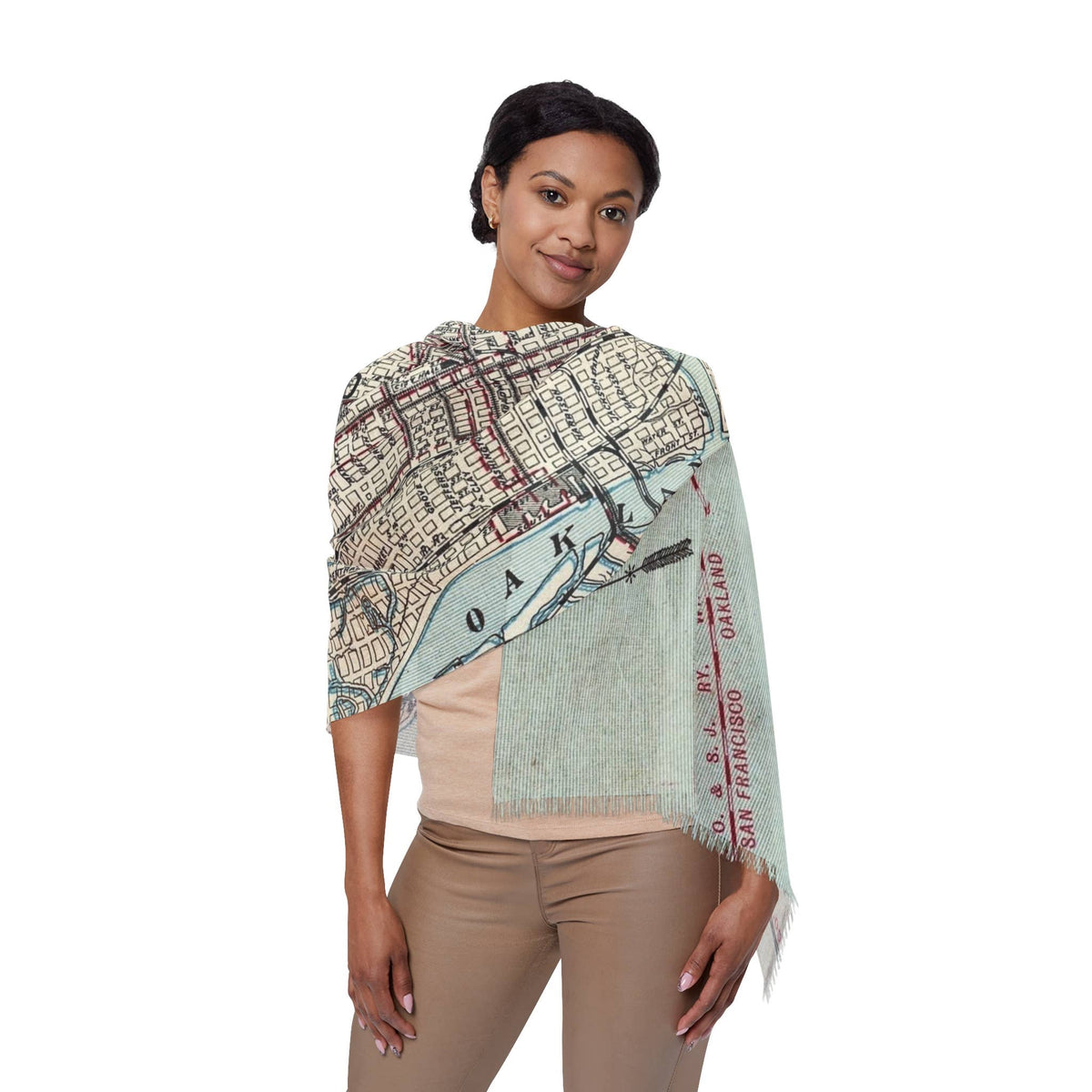 Oakland California Map Travel Scarf view 4