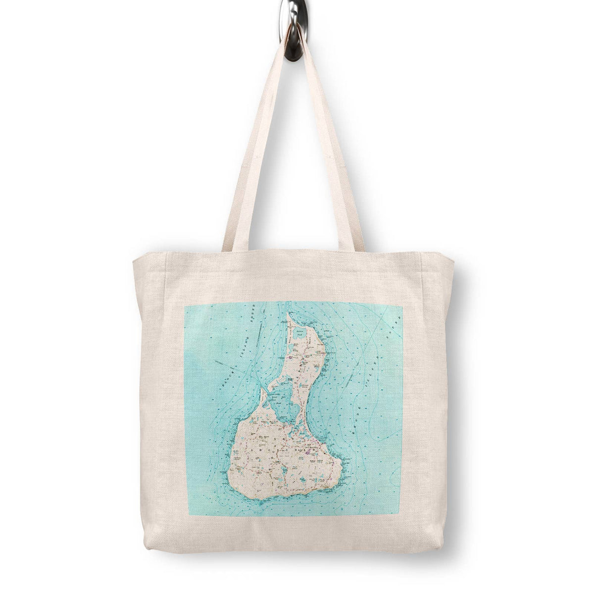 Block Island Rhode Island Vintage Map Canvas Tote Bag