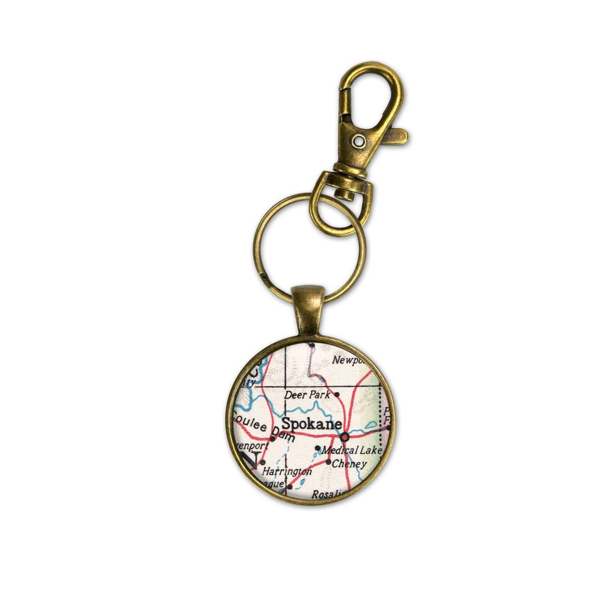 Spokane Washington vintage map keychain