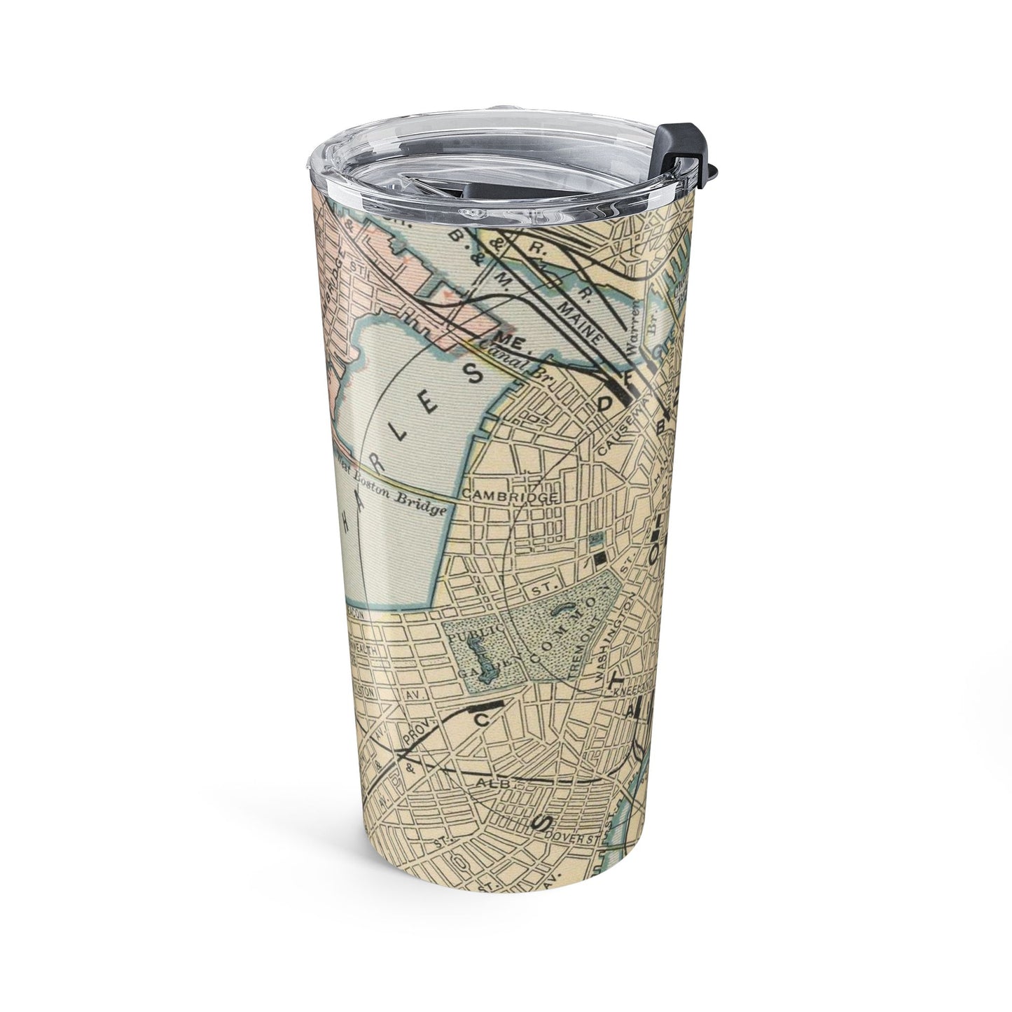 Boston Massachusetts Vintage Map 20oz Insulated Tumbler