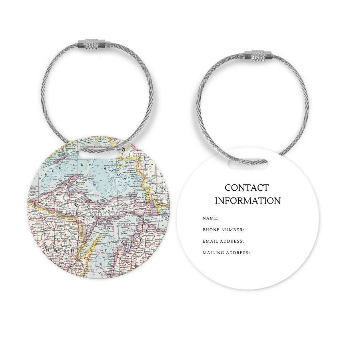 Upper Peninsula Michigan Map Luggage Tag