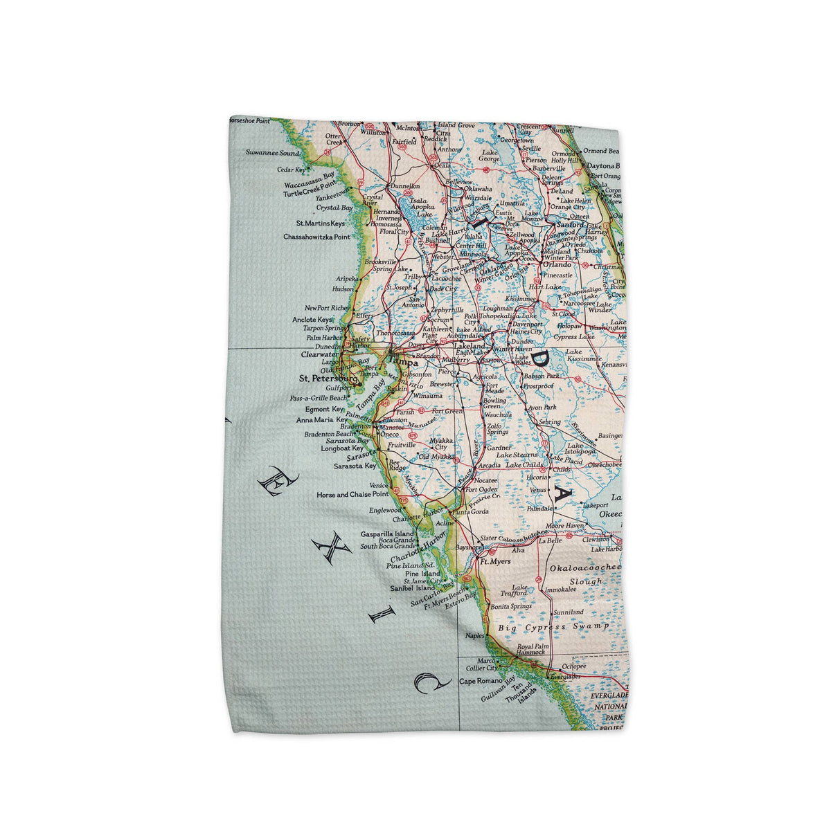 Gulf Coast Florida map tea towel
