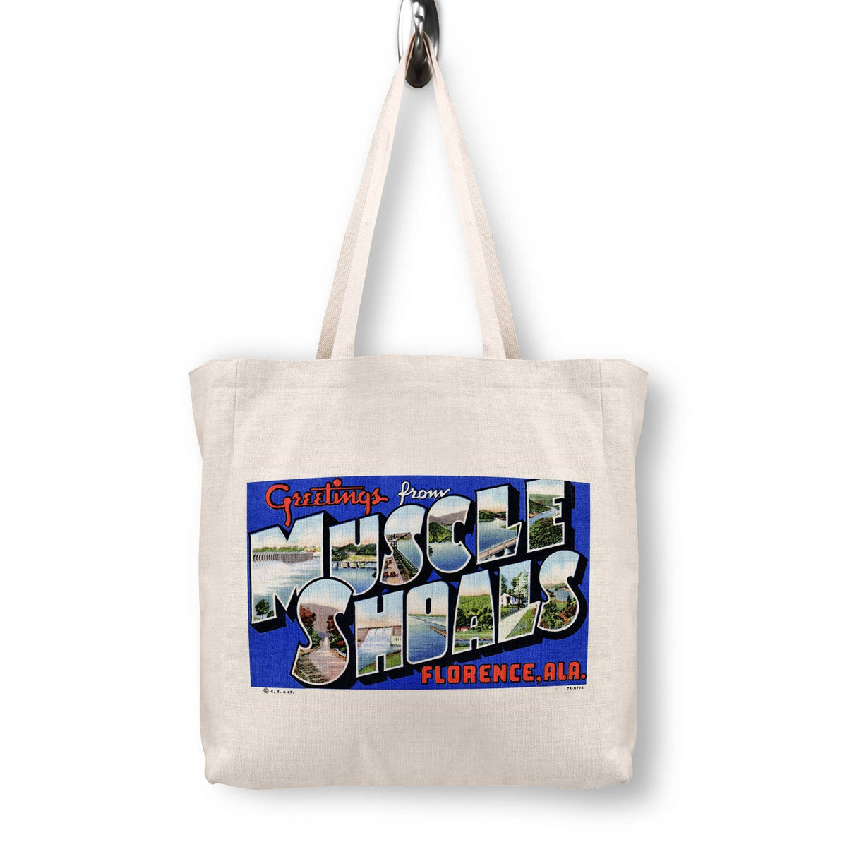 Muscle Shoals Alabama Vintage Postcard Canvas Tote Bag