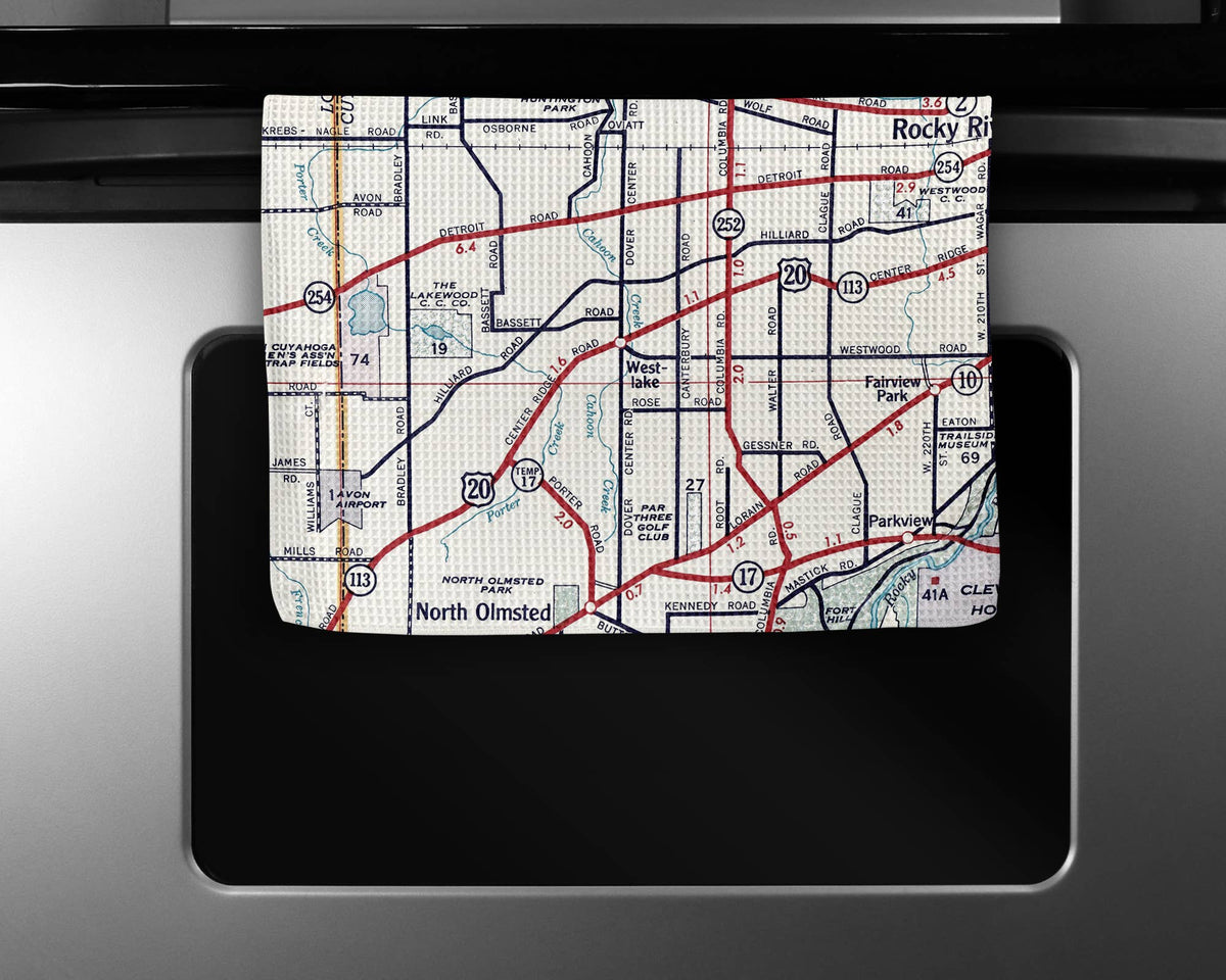 Westlake Ohio map tea towel