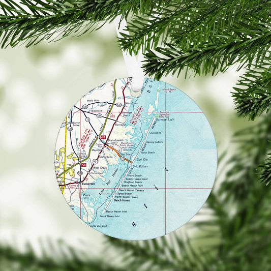 Long Beach Island New Jersey vintage map Christmas ornament