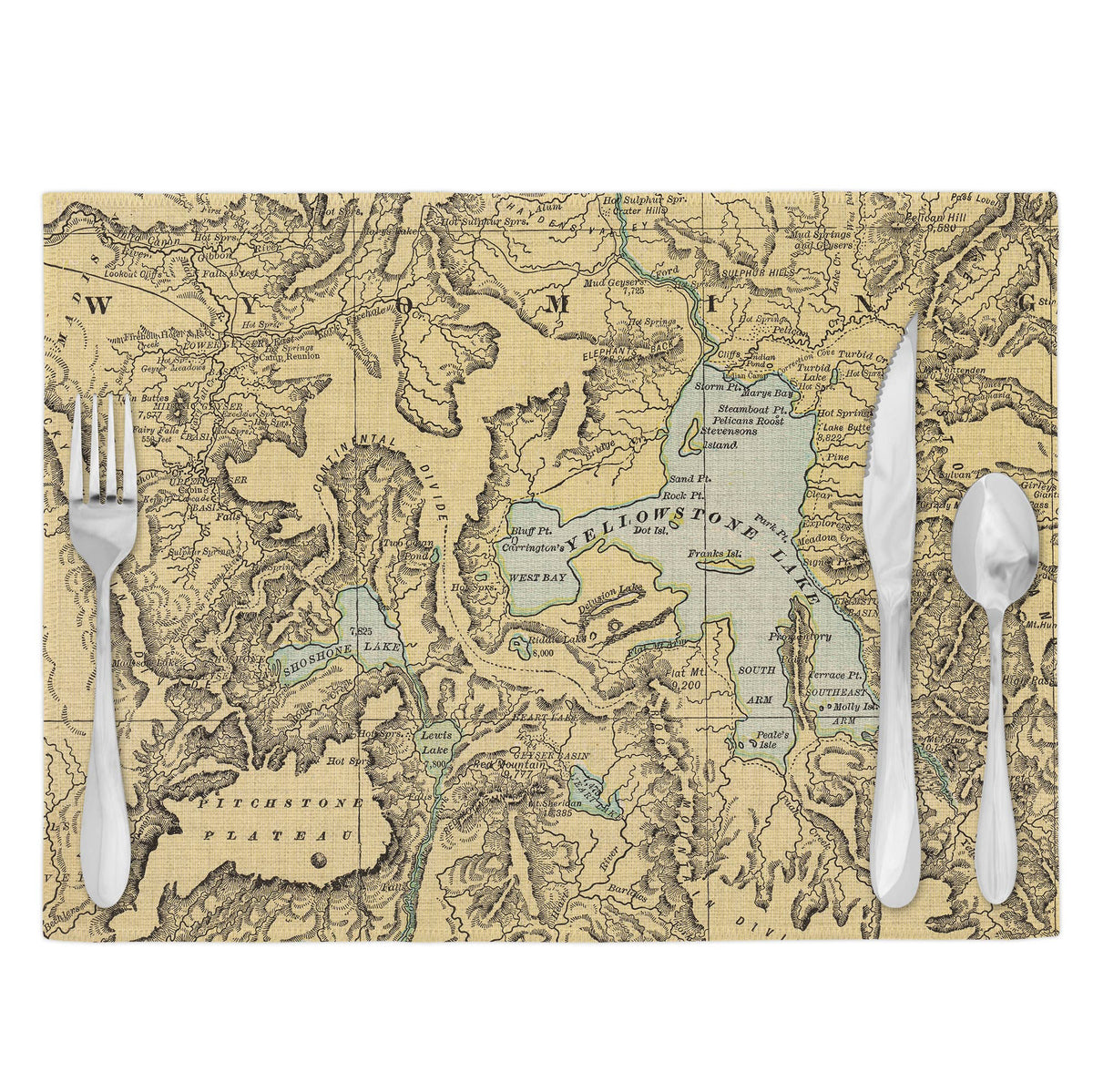 Yellowstone National Park vintage map placemats set of 4