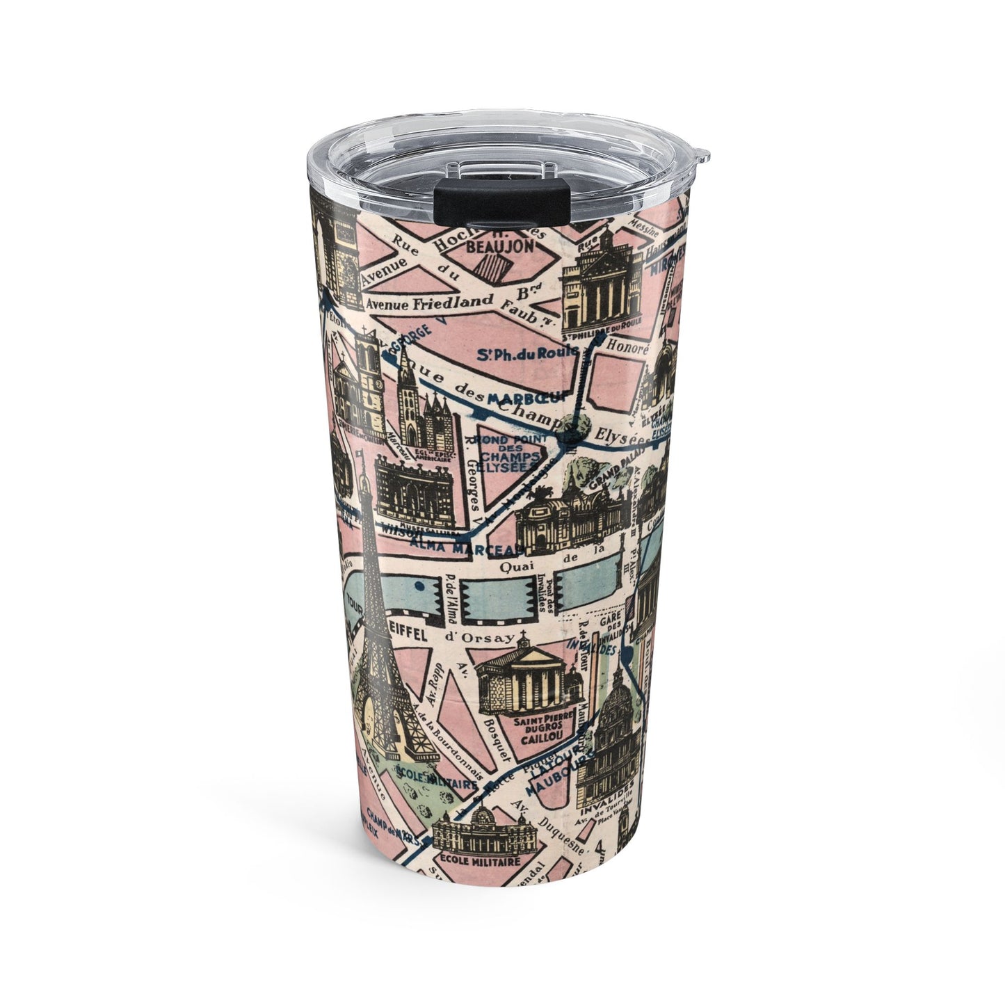 Paris France Vintage Map 20oz Insulated Tumbler